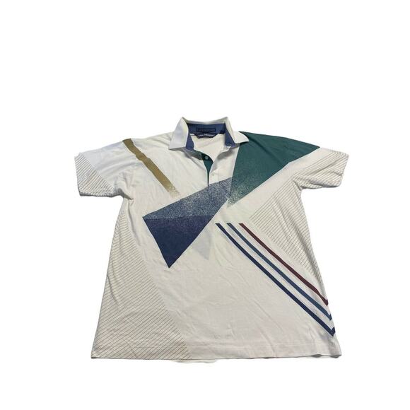 Van Heusen Other - Vintage van heusen men Golf Shirt White Blue Green Polo Players  Sz Medium